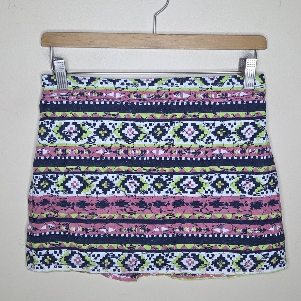 Hollister | Aztec Colorful Lace Striped Pull-On Waist Mini Skirt Size Small